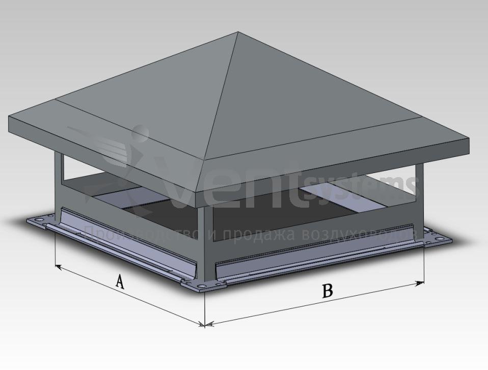 Зонты вентиляционные из оцинкованной стали arp 8 16 размером 1600х800х480